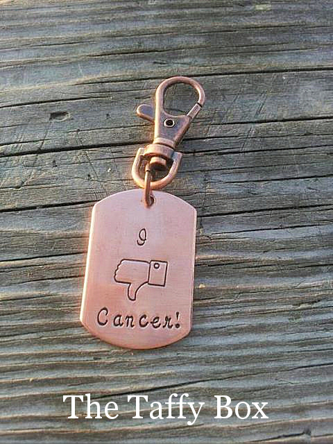 I hate cancer key chain - hand stamped