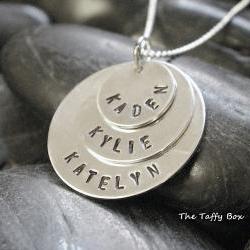 3 Disc Layered Sterling Silver Hand Stamped Necklace