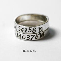 2 Sterling Silver Longitude Latitude Rings