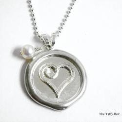 Wax Seal Pendant Necklace - Heart OR Monogram Letter