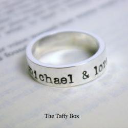 Wide Sterling Silver Hand Stamped Band Ring