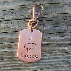 I hate cancer key chain - hand stamped