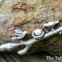Lovebirds Tree Branch and Nest Necklace
